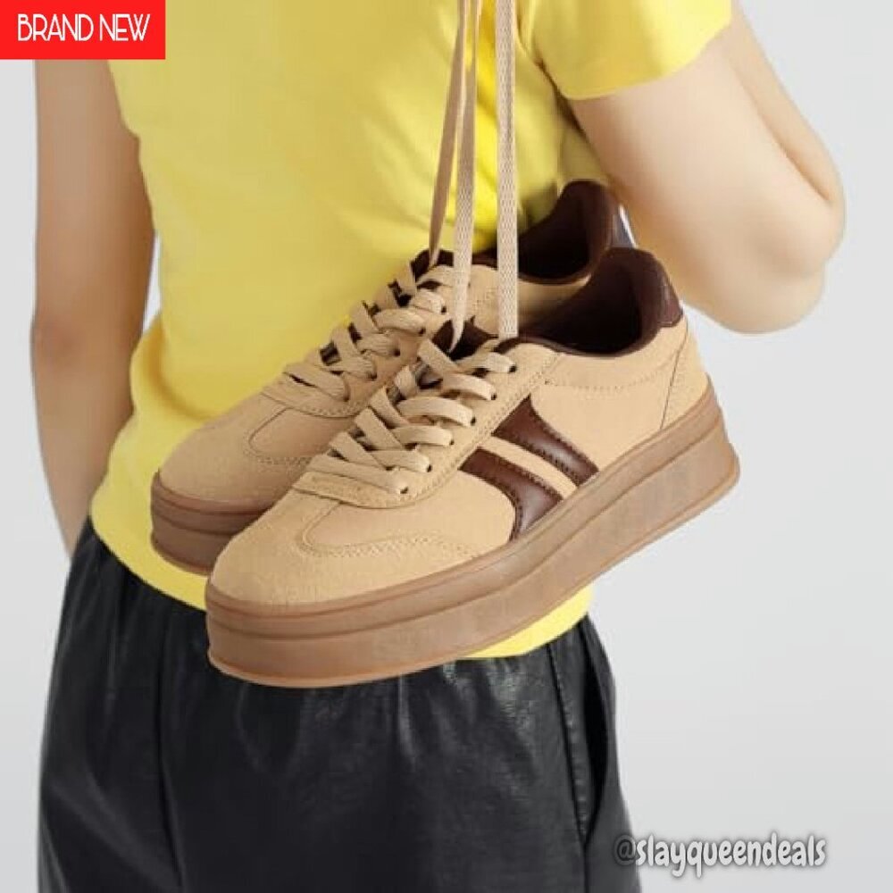 Thick Platform Sneakers Women's Size 6-11 Lace-Up Walking Shoes - Picture 6 of 8